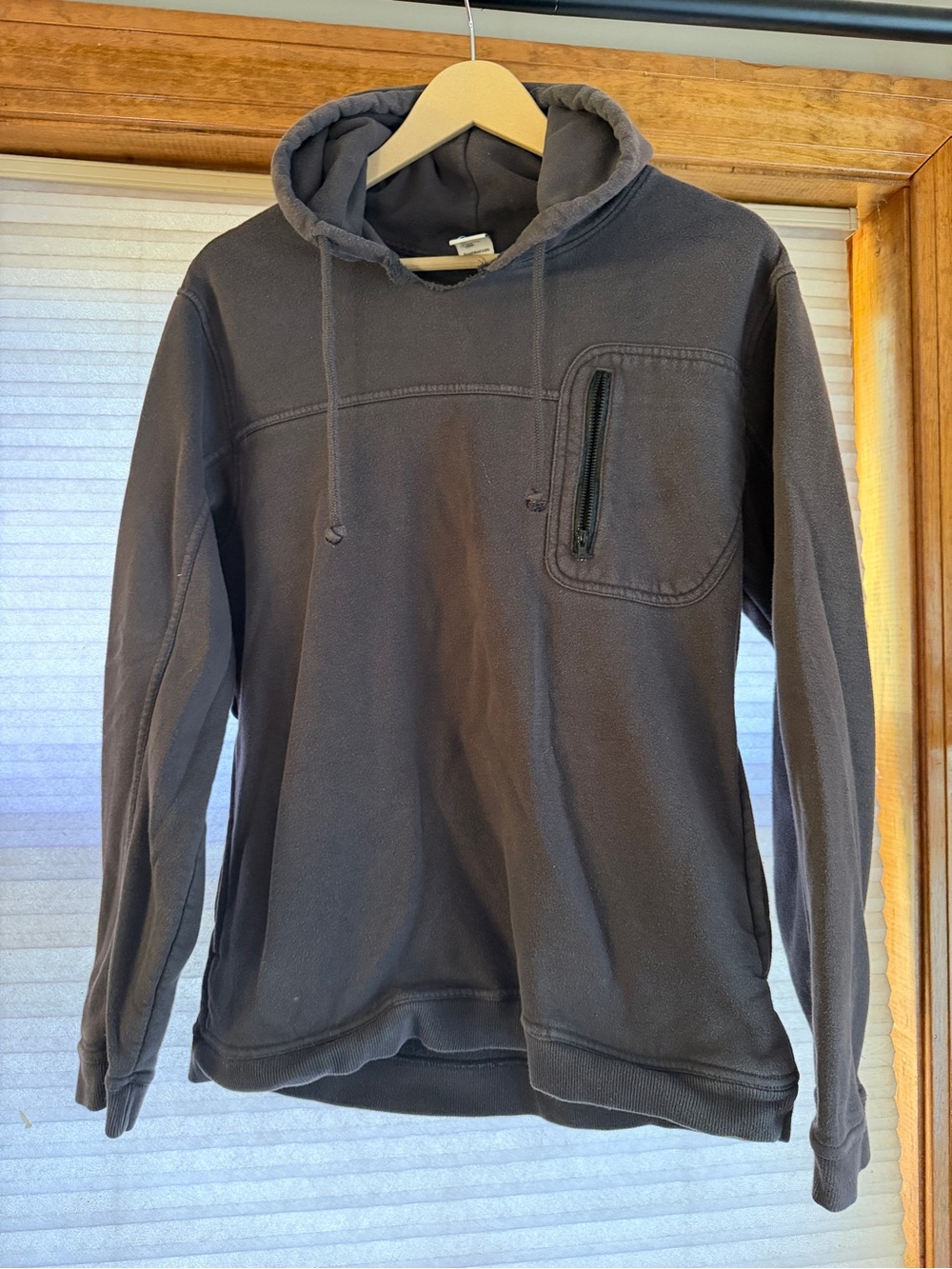 Men's Charcoal Hooded Pullover Sweatshirt - Casual Long Sleeve M 0225